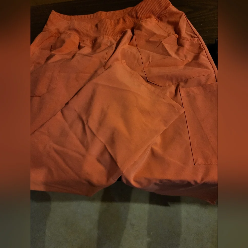 DICKIES SCRUB PANTS, LARGE, PEACH, LIKE NEW, ONE DOT OF INK, LEFT SIDE POCKET - Picture 3 of 4